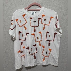 White and Orange Queen of Sparkles/QOS football field goal tee